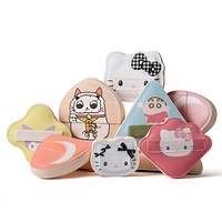 JLY Cartoon Crescent Moon Four-Leaf Clover Rice Ball Shape Rubycell Thickened Soft Powder Puff for Dry and Wet Use
