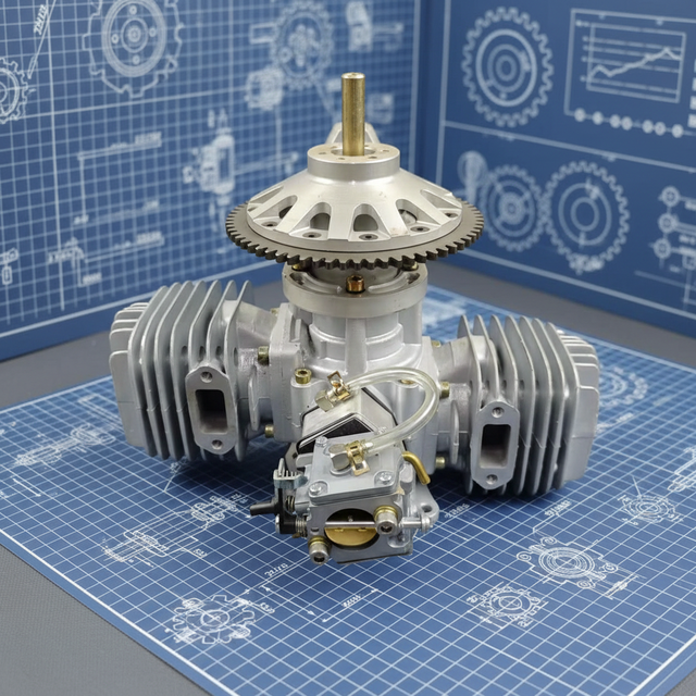 Air Cooled 120CC Double Cylinder Two-Stroke UAV Gasoline Engine Aeromodel Fuel Drone Engine with Electric Starter