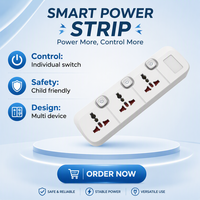 Stop Kontak Ekstensi EU/UK Harga Pabrik OEM Berkualitas Tinggi dengan Saklar Independen, Proteksi Lonjakan Arus, dan 3 Port USB Tipe-C Tembaga