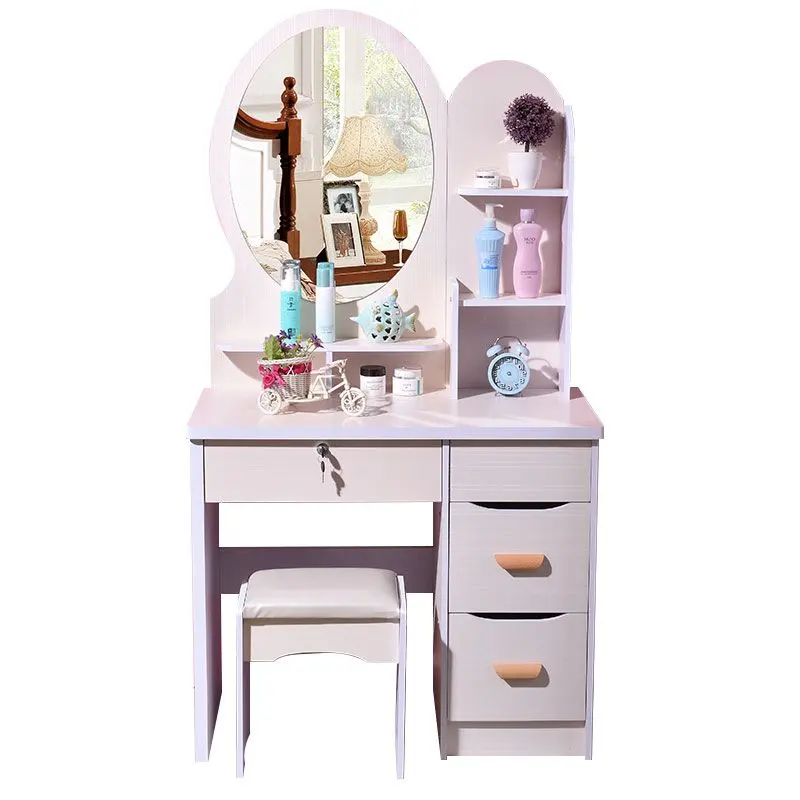 Meilleure vente Table de vanité de maquillage avec tabouret Meubles de chambre Carton de chambre à coucher Ensembles de chambre à coucher en bois Coiffeuse à panneaux moderne avec rangement