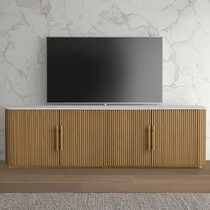Nuevo Diseño de Muebles de Sala de Estar Estilo Americano, <span class=keywords><strong>Mueble</strong></span> para <span class=keywords><strong>TV</strong></span> de Lujo con Cubierta de Mármol, <span class=keywords><strong>Madera</strong></span> Maciza de <span class=keywords><strong>Roble</strong></span>, Consola Multimedia de 4 Puertas - Product Image 2