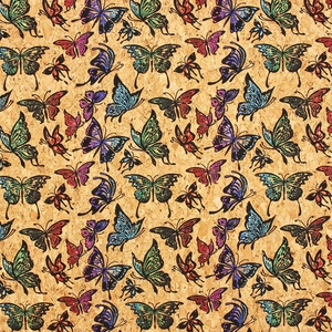 इरिवंश इंद्रधनुष तितली पोर्टुगल कॉर्क कपड़े चमड़े 0.4 मिमी शाकाहारी कोर्क जूते और मंच बैग के लिए पर्यावरण के अनुकूल - Product Image 1