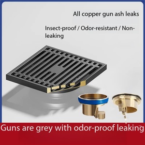 Siphon de sol de <span class=keywords><strong>douche</strong></span> gris anthracite en laiton massif, anti-odeur, à débit élevé, avec couvercle amovible pour la rénovation de maisons modernes - Product Image 3
