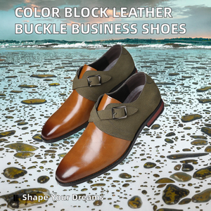 Nuevos Mocasines de Cuero Genuino con Bloques de Color a la Moda, Casuales, Tallas Grandes, Punta Puntiaguda, Hebilla Británica, Impermeables y Transpirables para Negocios - Product Image 2