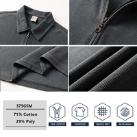 SS261358 Polo Homme Personnalisé avec Logo, Effet Délavé, Coupe Oversize, Fermeture Éclair YKK, 325 g/m², 71% Coton 29% Poly, Tissu Gaufré