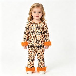 Combinaison à fermeture éclair pour bébés filles, motif citrouille personnalisé, en fausse fourrure, vêtements assortis pour sœurs, collection Halloween, vente en gros, boutique de vêtements mignons - Product Image 5