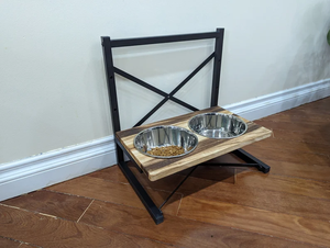 Support de bol réglable rustique ODM OEM pour animaux de compagnie-Mangeoire surélevée en bois faite à la main-Tache sans danger pour les aliments-Station d'alimentation personnalisable pour animaux de compagnie - Product Image 2