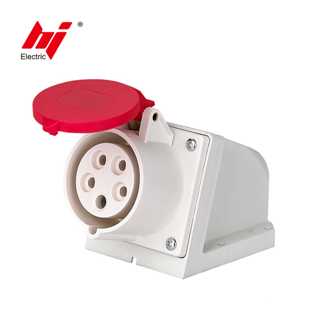 Electrical Concealed 400V Wall Socket 3P+N+E  Industrial Plug Socket IP44 Waterproof 16A Flush Panel Mounted Socket Red