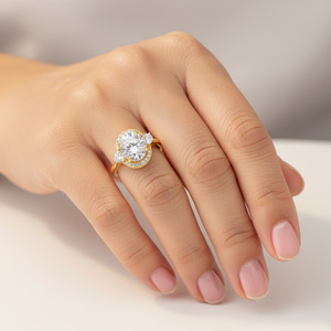 Anillo de Halo Ovalado de Plata de Ley S925 con Moissanita y Piedras Laterales para Mujer, Joyería de Regalo para Compromiso y Boda - Product Image 3