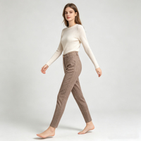 Pantalon habillé vintage pour femme, taille mi-haute, coupe droite, long, infroissable, avec braguette boutonnée, respirant, couleur personnalisable