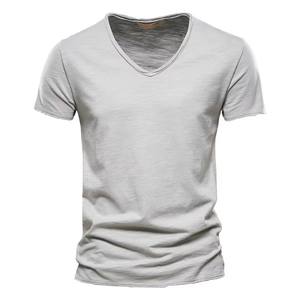 Camiseta Casual Europea Personalizada al por Mayor para Hombre, Nueva <span class=keywords><strong>de</strong></span> Verano, Ajustada, 100% Algodón, <span class=keywords><strong>Manga</strong></span> Corta, Color Sólido, Transpirable - Product Image 2