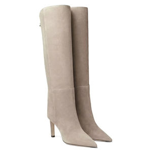 Yüksek kalite özel Logo kadın diz yüksek yapılan çizmeler ayakkabı kış sivri burun yüksek topuk çizmeler - Product Image 6