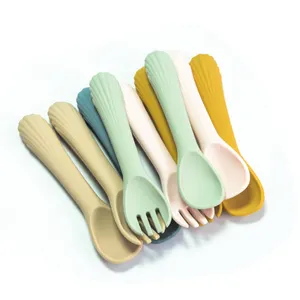 Wholesale Baby Silicone Spoon And Fork Set Baby Feeding Set For Kids Children