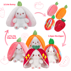 ตุ๊กตากระต่ายนุ่มนิ่มน่ารัก 2 in 1 แบบกลับด้านได้ พร้อมซิปแปลงหูได้ ของขวัญวันอีสเตอร์ ตุ๊กตาของเล่นนุ่มนิ่ม - Product Image 2