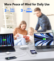 Chargeur rapide multi-ports 7-en-1 185W PD 65W, adaptateur secteur pour ordinateur portable, station de charge compatible avec iPhone 16, iPad, Galaxy S24/S23