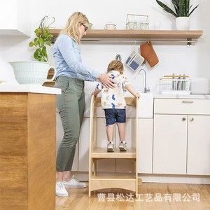 Taburete infantil de madera, torre de aprendizaje infantil creativa transfronteriza, lavamanos multifuncional de madera maciza para niños - Product Image 3