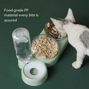 Bergaya 500ml Set ketel tiga mangkuk hewan peliharaan Anti marah otomatis isi ulang air kucing anjing mangkuk suplemen - Product Image 3