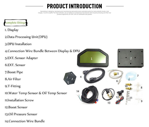 9 in 1 Rally <strong>Car</strong> Race Dash <strong>Dashboard</strong> LCD Digital <strong>Display</strong> Gauge Waterproof <strong>Car</strong> Meter Full Sensor Kit - Product Image 5
