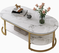 Table basse multifonctionnelle en pierre pour salon, petit appartement, mobilier de maison, style simple, moderne, luxe léger, créative, ovale