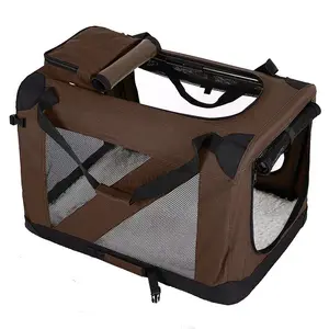 Portable Soft Fabric Easy Folding Dog Carrier Travel Transport Bag Pet Packbag with Fleece Mat