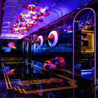 Comptoir de boîte de nuit LED moderne de luxe comptoir de bar LED rond en résine acrylique pour l'extérieur ou la maison ensemble de meubles de bar en bois