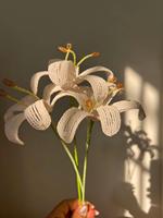 Buket Pernikahan Calla Lily Prancis yang Elegan dengan Hiasan Manik-Manik, Bunga Lily Imitasi untuk Pengantin Wanita