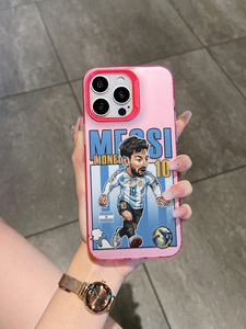 Coque de téléphone pour <span class=keywords><strong>iPhone</strong></span> 16/15/14/<span class=keywords><strong>13</strong></span>/12 ProMax, motif de joueur de football bleu et blanc, dégradé multicolore, coque personnalisée - Product Image 3
