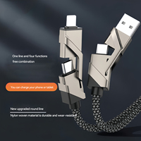 Kabel pengisi daya Cepat berfokus baru PD 65W multi-fungsi untuk kabel pengisi daya ponsel 4 dalam satu kabel USB