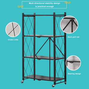 Có thể gập lại màu đen kệ lưu trữ thép Kệ estantes di động gấp kệ 5 Lớp Gấp kệ lưu trữ cho nhà - Product Image 6