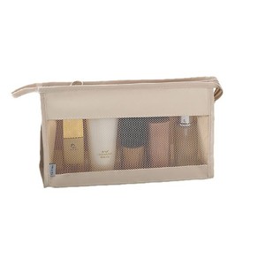 Travel Makeup Bag Mesh <b>Toiletry</b> Organizer Large Capacity Rectangle Beige Black Pink For Trip <b>Storage</b> - Product Image 5