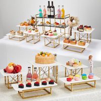 Socle carré en céramique blanche Dessert Table Display Set Cube Buffet Alimentaire Présentoir Gâteau Stands Pour Gâteaux De Mariage
