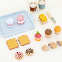 Juego de Cocina de Madera COMMIKI, Juego de Desayuno, Panadería y Postres, Juego de Roles para Niños, Cocina de Juguete Educativa