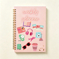 Cuadernos Personalizados A5 con Espiral, Páginas Rayadas, Blocs de Notas, Impresión en Dorado, Papel PP de Alta Calidad, Personalizables para Estudiantes Escolares