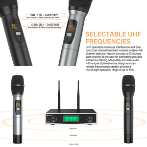 ไมโครโฟนไร้สาย <span class=keywords><strong>Fifine</strong></span> K040 UHF สำหรับร้องคาราโอเกะ แบบมือถือคู่ - Product Image 3