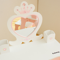 Table de Maquillage en Bois pour Enfants avec Miroir et Tabouret, Jeu d'Imitation, Jeu de Rôle, Cadeau Montessori pour Filles, Ensemble Princesse pour Tout-Petits