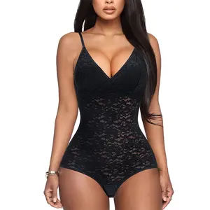 Nhãn Hiệu Riêng Sheer Bodysuit Cộng Với Kích Thước Phụ Nữ Điều Chỉnh Top Sexy Shapewear Ren Bodysuit