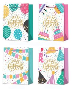 Bolsa de Regalo y Manualidades de Papel Blanco Ecológica Desechable con Base Cuadrada y Asa, Impresión UV, Se Aceptan Pedidos Personalizados - Product Image 1