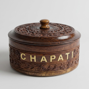 Caja de Almacenamiento de Roti Hecha a Mano de Madera de Sheesham con Acabado Artístico para Guardar Chapati, Servir Comidas y Organizar la Cocina - Product Image 4