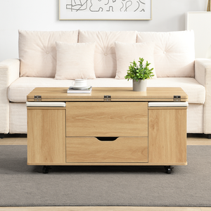 Multi-Functional Lift-Top Coffee <b>Table</b> with Hidden Storage Stools and 4 Casters Modern Living Room Furniture Eco-Friendly - Product Image 3