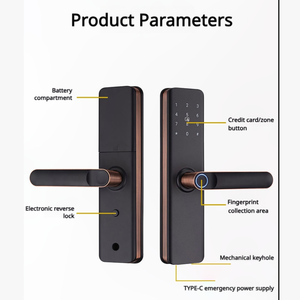 Serrure de <span class=keywords><strong>porte</strong></span> intelligente LR H9, empreinte digitale, carte IC, <span class=keywords><strong>code</strong></span> PIN, Wi-Fi, application TT, carte mémoire, acier, aluminium, déverrouillage à distance, serrure de <span class=keywords><strong>porte</strong></span> intelligente - Product Image 6