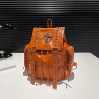 Sac à dos en cuir PU pour femmes, avec rivets, mode hiver printemps été, élégant, polyvalent, style gothique, sac à dos croisé, grande capacité, sac d'école