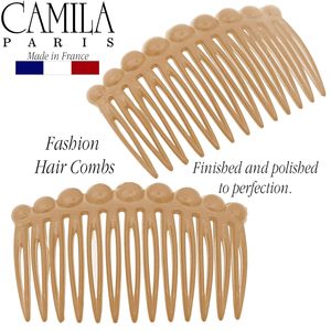 <span class=keywords><strong>Camila</strong></span> CP2892/2 peine lateral de pelo francés Material de acetato estilo europeo americano pequeño redondeado Beige decorativo moño de mujer - Product Image 5