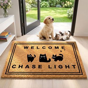 Tapis d'entrée Vast Ocean Welcome, imitation fibre de coco, antidérapant, pour intérieur, avec motif de chat mignon - Product Image 2