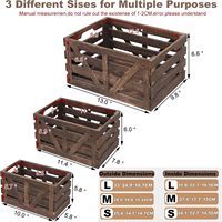 Boîtes décoratives en bois brûlé faites à la main, structure robuste en X, caisses imbriquées pour la décoration et le rangement de la maison de style campagnard