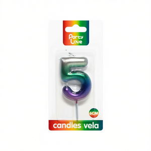 Candela Numero 5 per Feste, 6 Cm, Colori Arcobaleno, Candele per Compleanno - Product Image 3