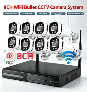 Kit de caméra de sécurité WiFi 8 canaux 5MP Bullet, étanche IP67, vision nocturne couleur, détection de mouvement humain, système de surveillance CCTV - Product Image 1