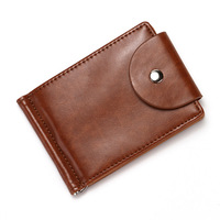 Portefeuille élégant pour homme avec blocage RFID |   Porte-monnaie en cuir PU avec pince à billets et fermeture éclair + fenêtre pour carte d'identité (personnalisable pour promotion d'entreprise)