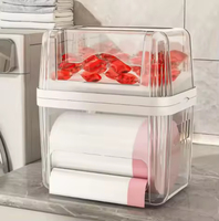 Distributeur de sacs poubelles et conteneur de dosettes 2-en-1 rectangulaire en plastique transparent avec couvercles amovibles, boîte de rangement en acrylique pour cuisine et garde-manger