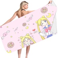 Hot-selling Cute Girl Cotton Summer Beach Towels Ultra-fine Fiber Cartoon Anime Sand Quick-drying Bath Towels