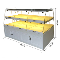 Étagère à pain en verre et bois sur mesure Kainice, avec plateau coulissant, vitrine murale pour gâteaux, vitrine de boulangerie avec éclairage LED